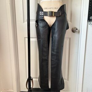 Black Leather Chaps with Belt